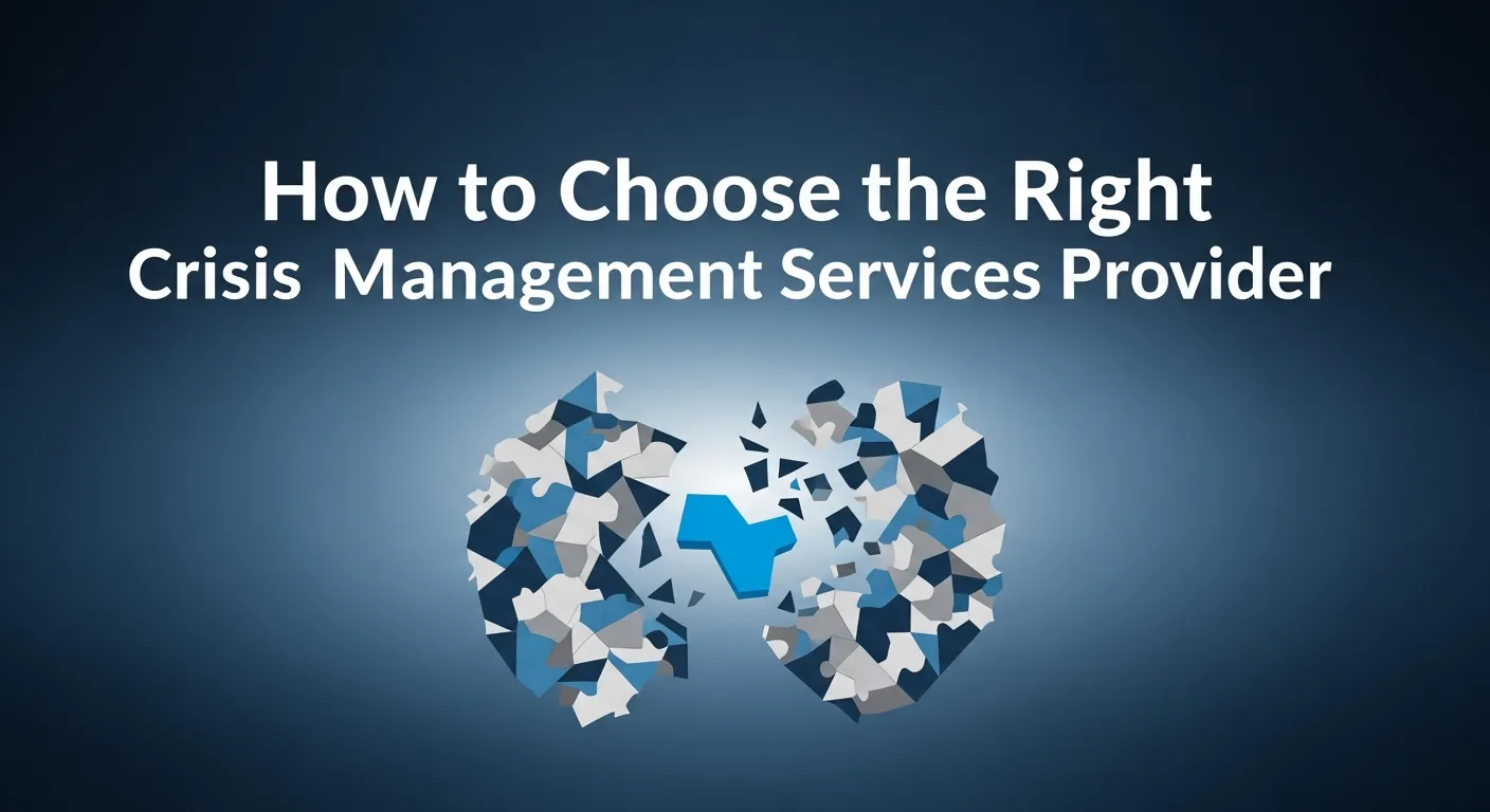 Checklist showing how to choose the right crisis management services provider, highlighting factors like industry experience, service scope, response capabilities, technology, and training.